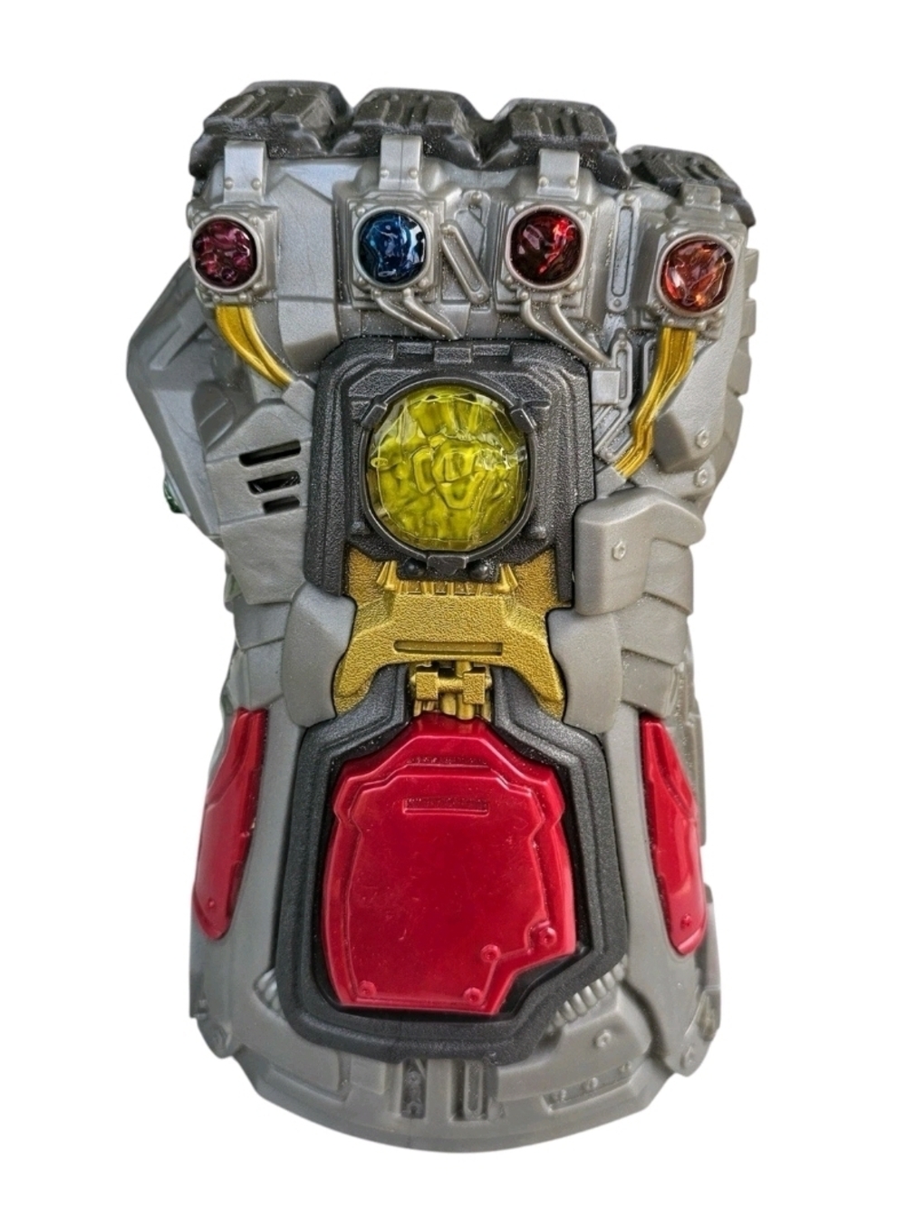 Marvel Silver and Red Infinity Gauntlet Toy with Multicolored Gems